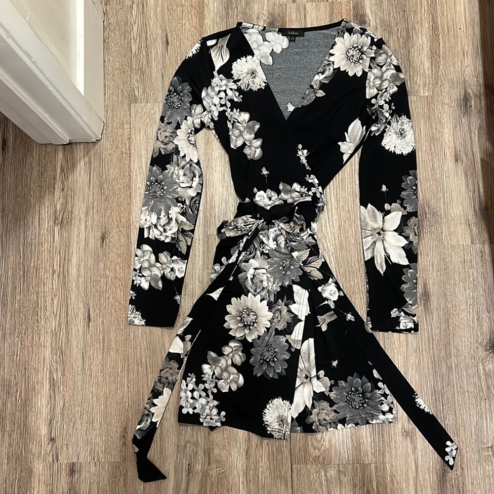 Wrap dress. Aakaa brand. Dry clean only.
